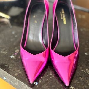 Saint Laurent Metallic Pink Heels